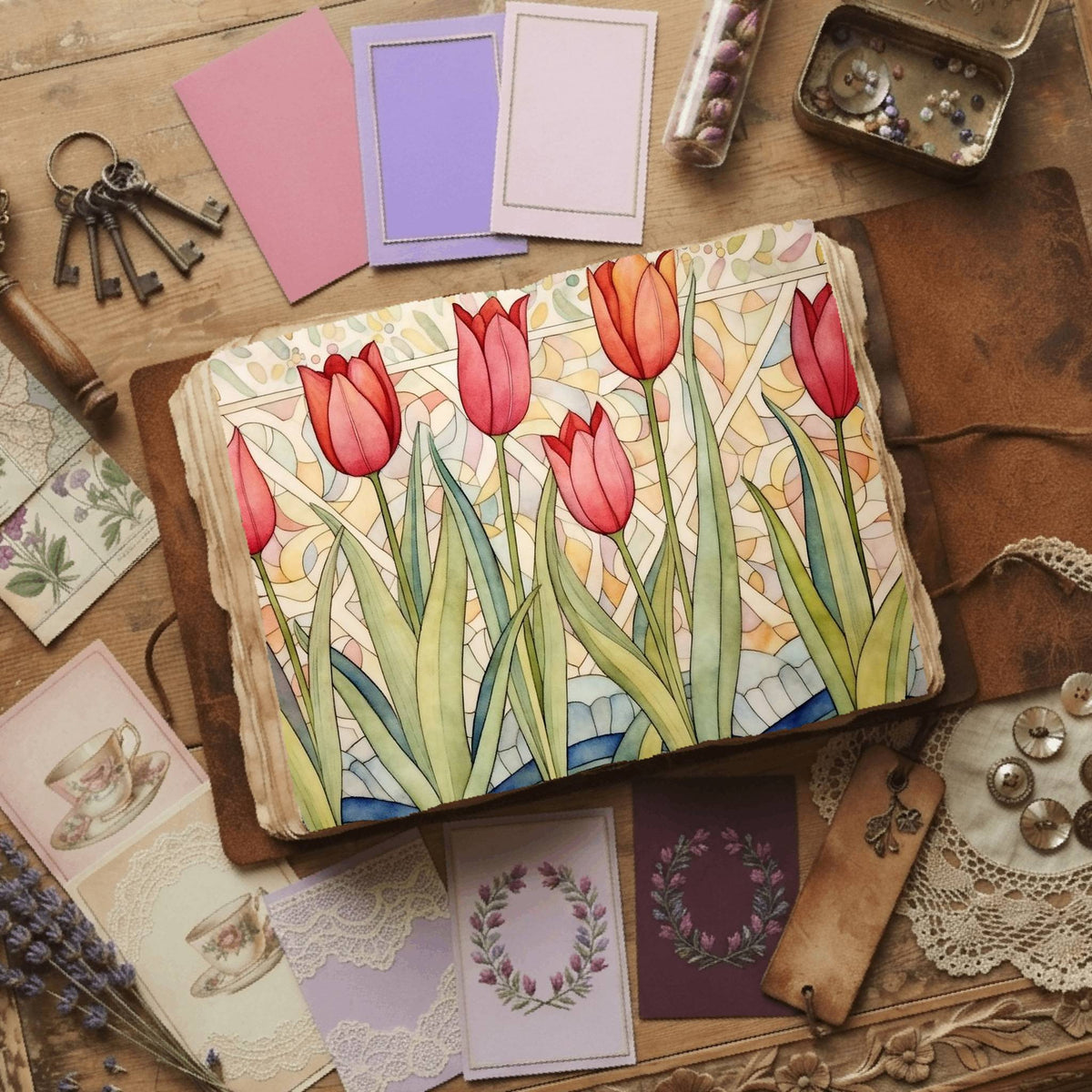 Red Tulips Digital Papers