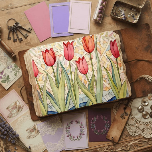 Red Tulips Digital Papers
