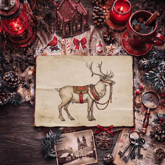Reindeer Festive Harness Digital Papers