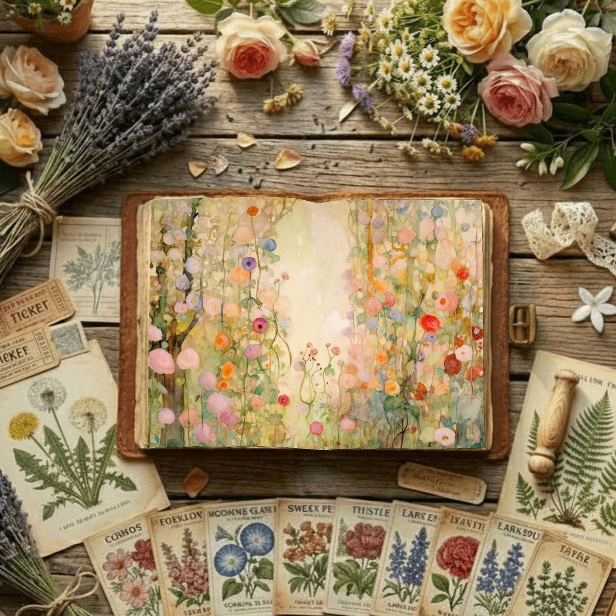 Rose Garden printable junk journal paper, page preview 2