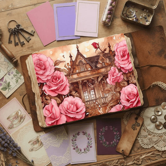 Rose Garden printable junk journal paper, page preview 2