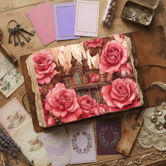 Rose Garden printable junk journal paper, page preview 2