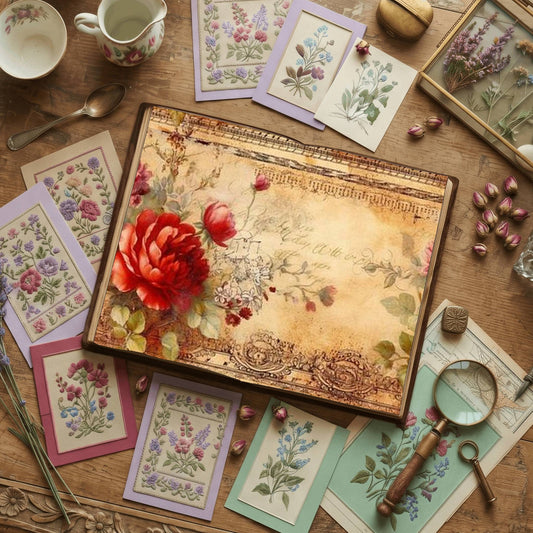 Rose printable junk journal paper, page preview 2