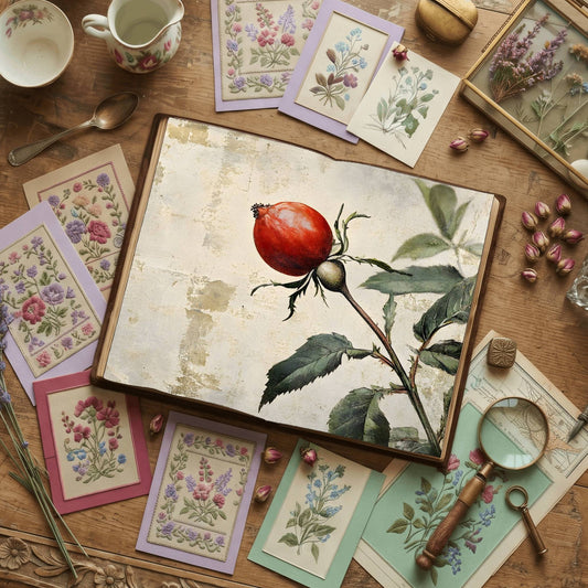 Rose printable junk journal paper, page preview 2