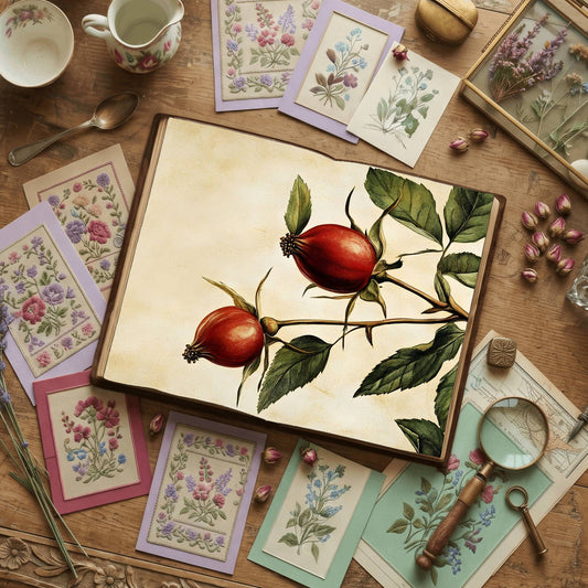 Rose printable junk journal paper, page preview 2