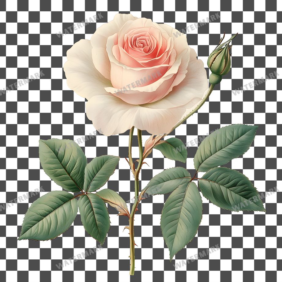 Rose Vintage Style clipart PNG on a transparent background, design 2