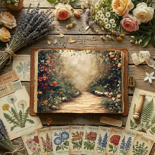 Secret Garden printable junk journal paper, page preview 2