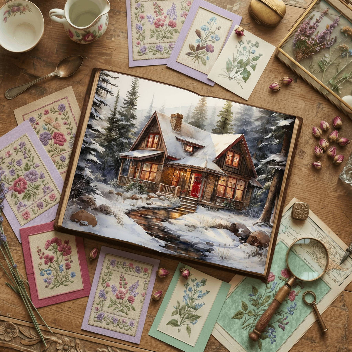 Snow Cabin Digital Papers