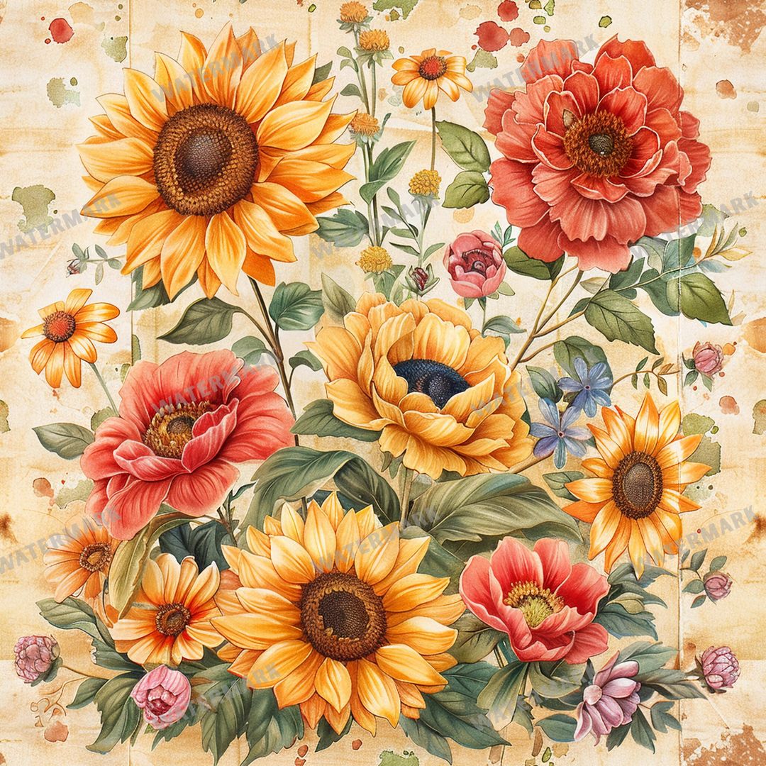 Sunflowers Seamless Pattern