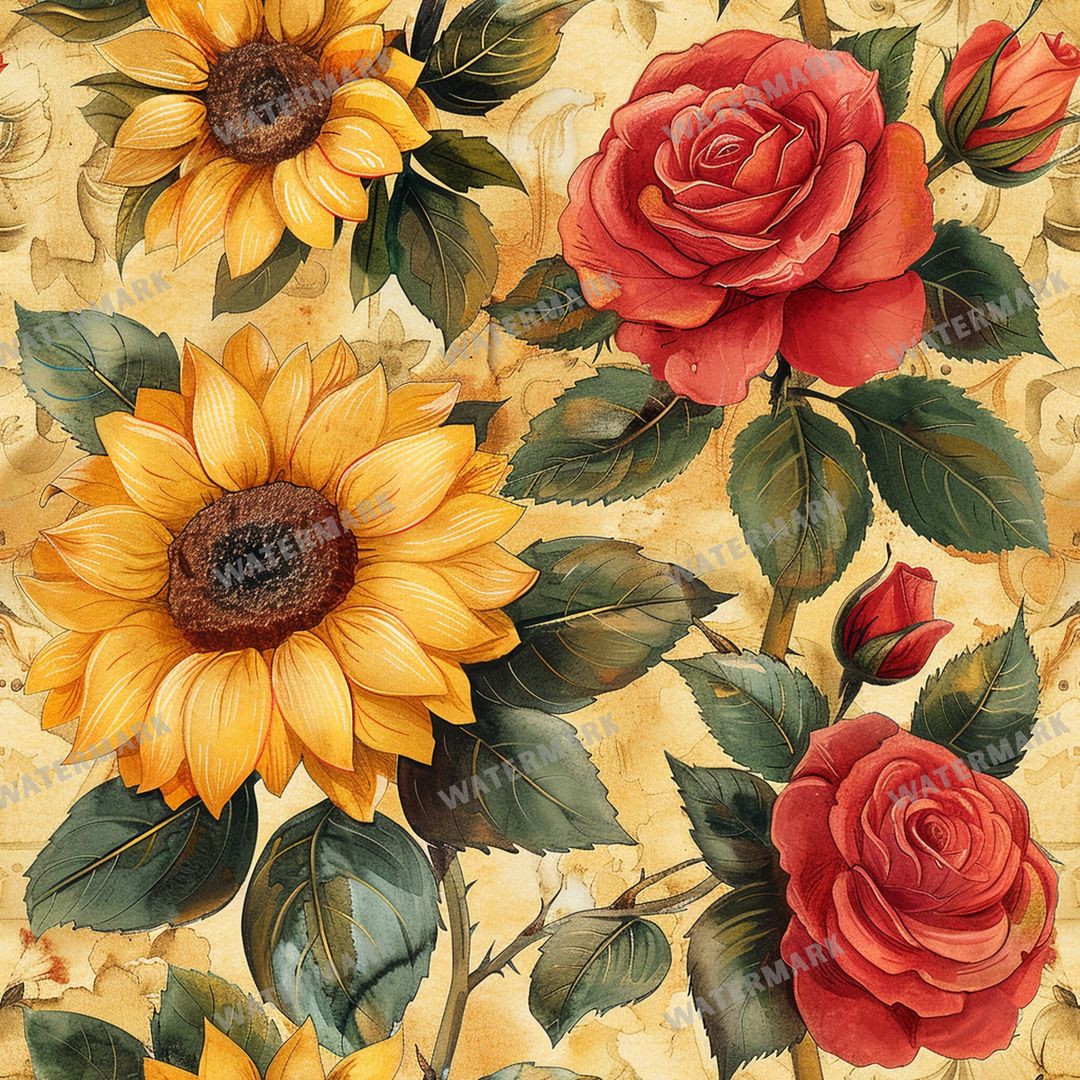 Sunflowers Seamless Pattern