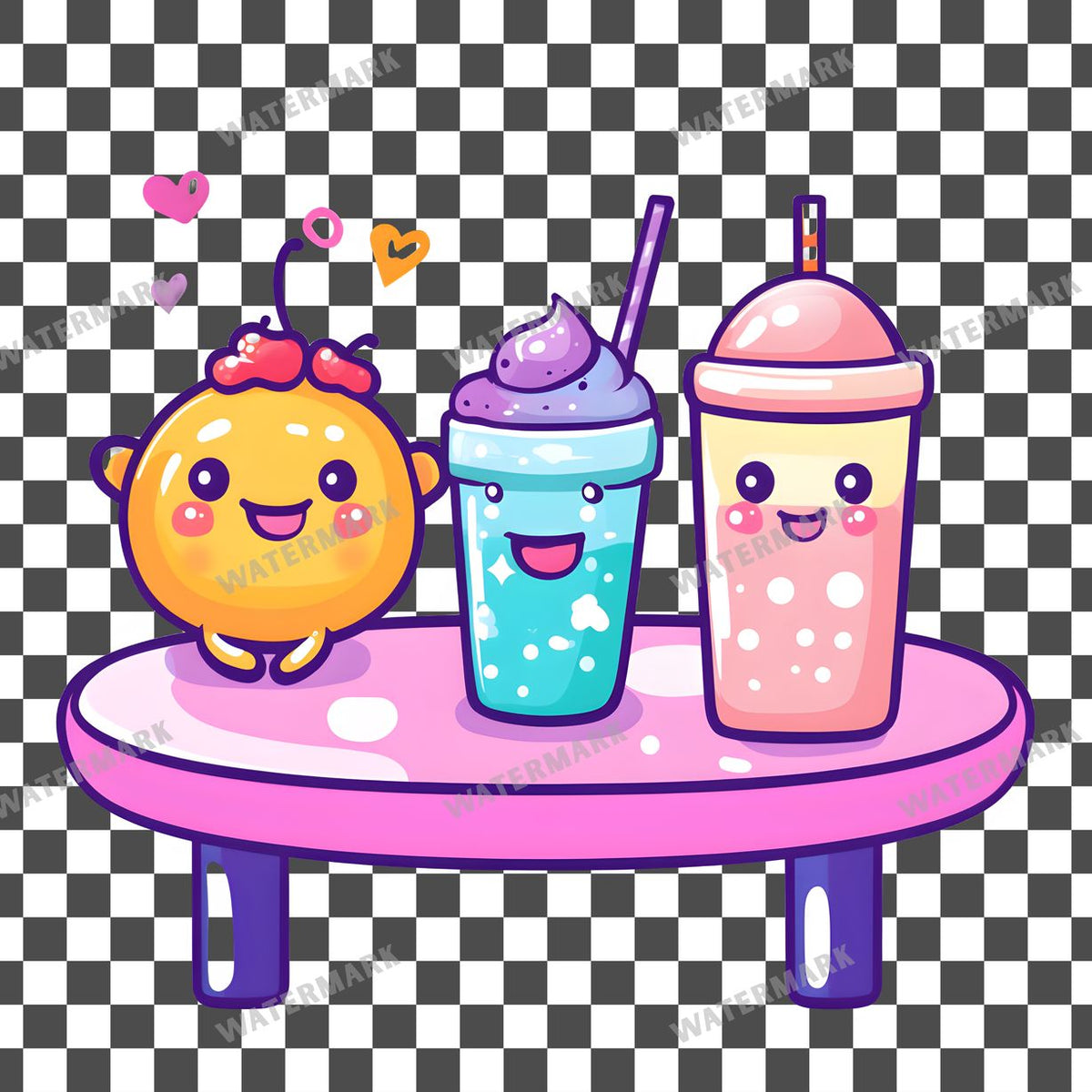 Table Kawaii Style clipart PNG on a transparent background, design 2