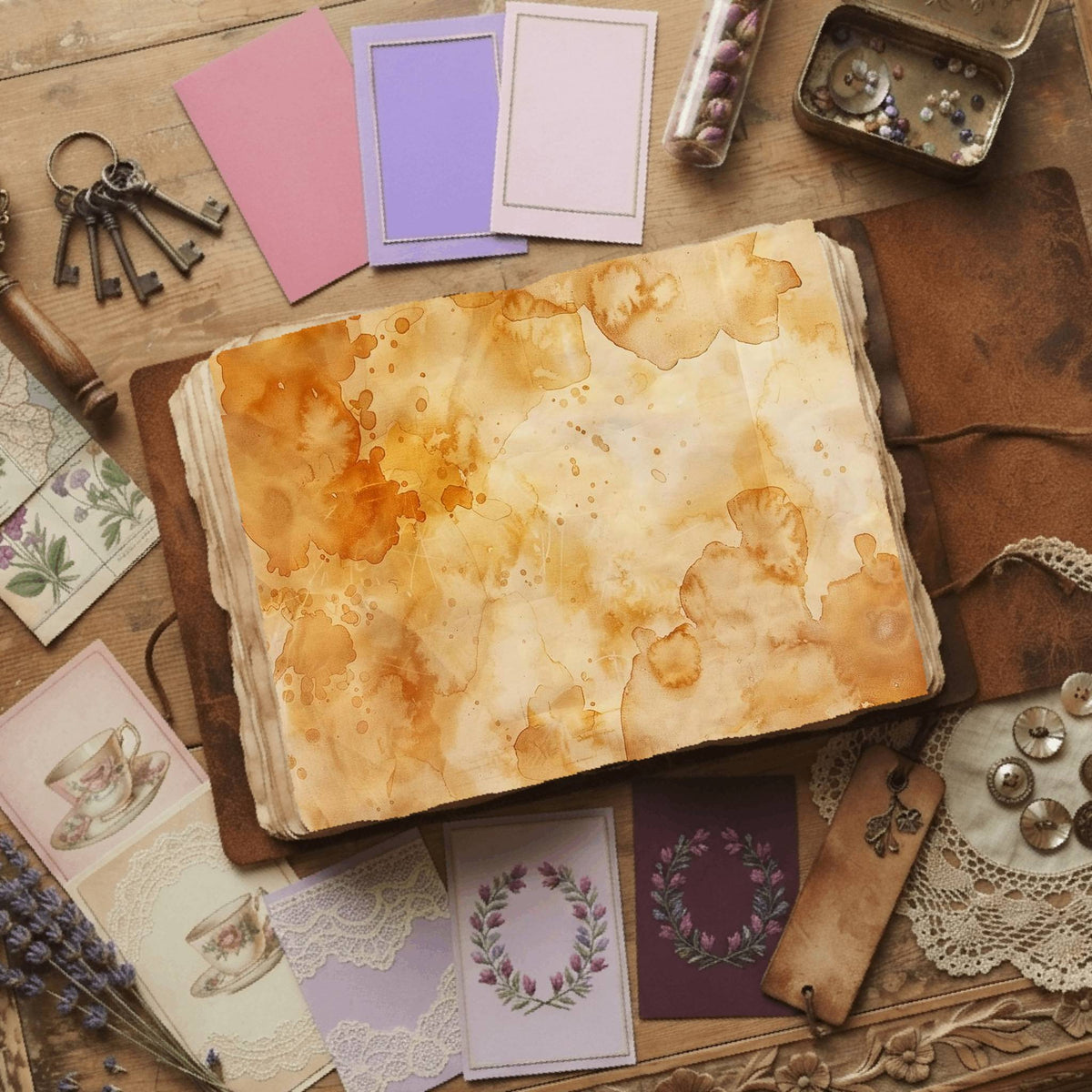 Tea printable junk journal paper, page preview 2