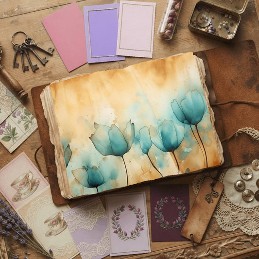 Teal Tulips Digital Papers