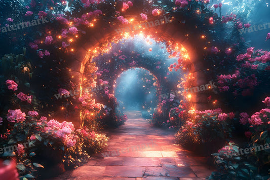 Twilight Fairy Garden digital photo backdrop for photo editing, preview 1