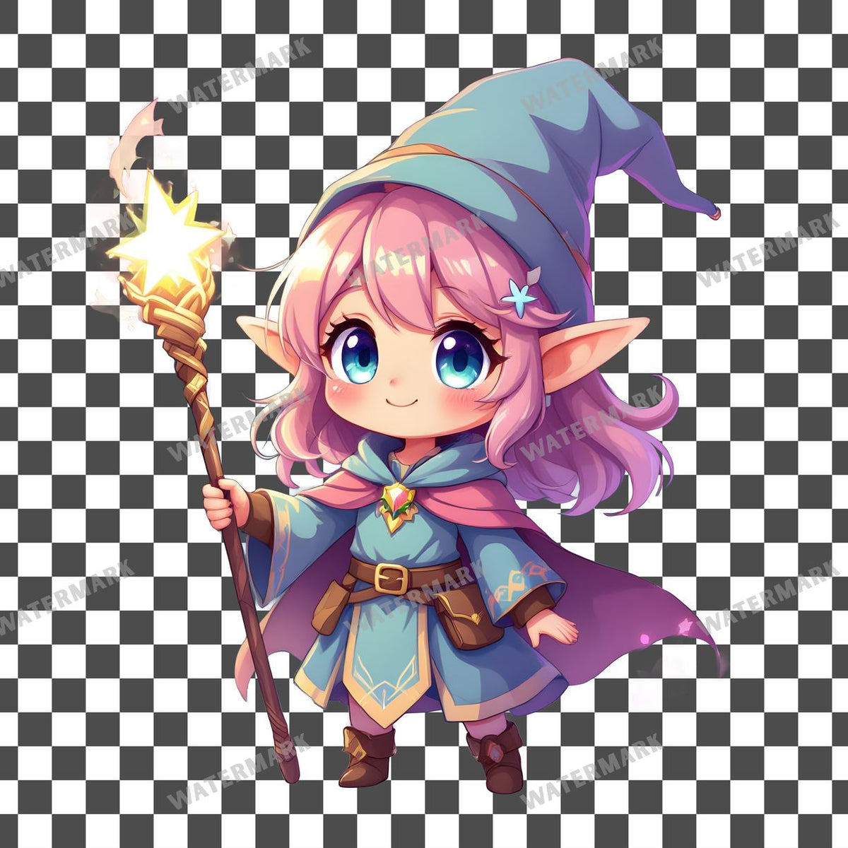 Vchibi Elf Mage Clipart Pngs