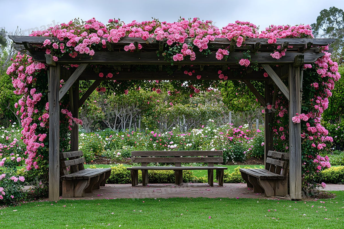 Victorian Arbor Garden digital photo backdrop for photo editing, preview 1