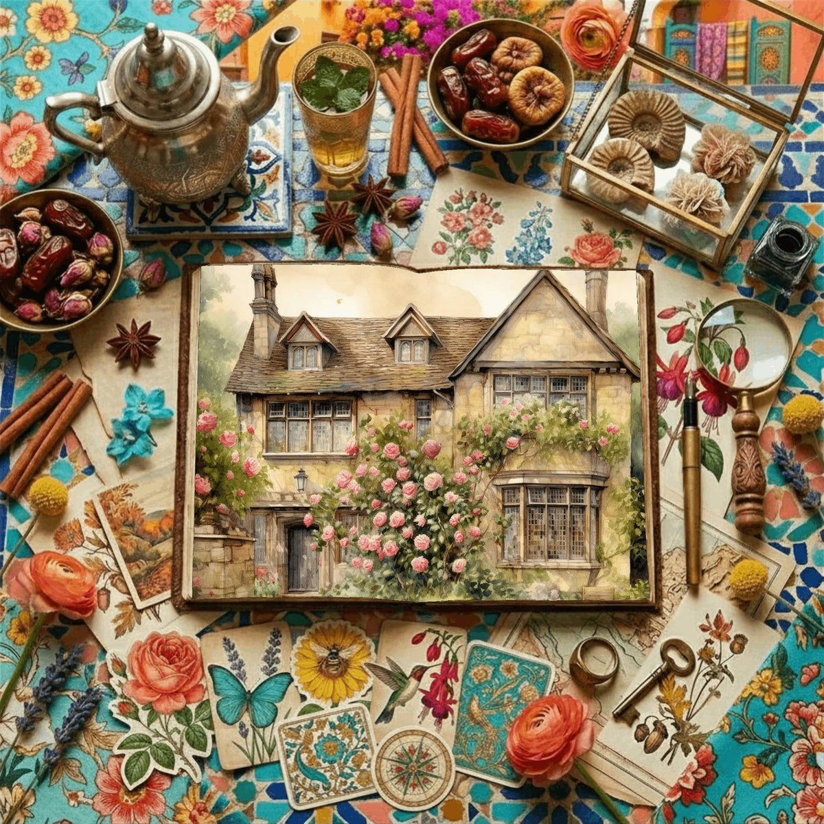 Victorian Garden printable junk journal paper, page preview 2