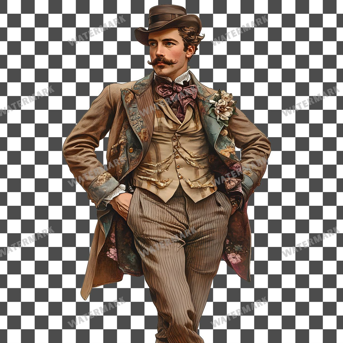 Victorian Man Vintage Style Clipart Pngs