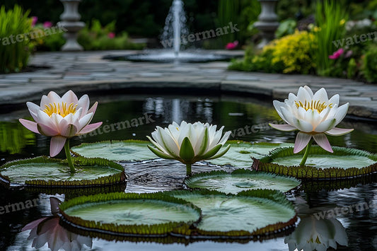 Victorian Water Lily Pond Backdrop Images