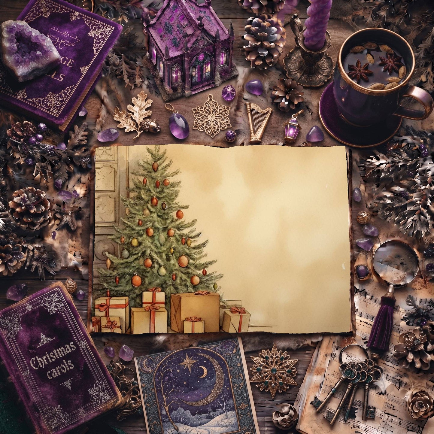 Vintage Christmas Tree Digital Papers