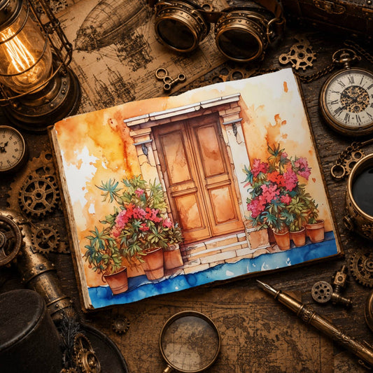 Vintage Doors printable junk journal paper, page preview 2