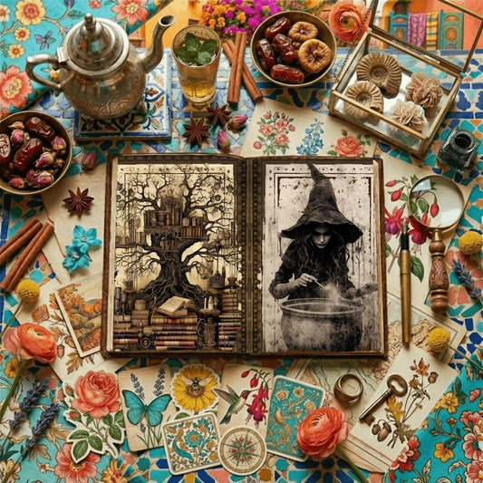 Vintage Witch printable junk journal paper, page preview 2