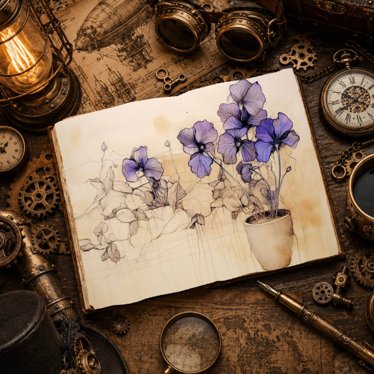 Violets Watercolour Digital Papers