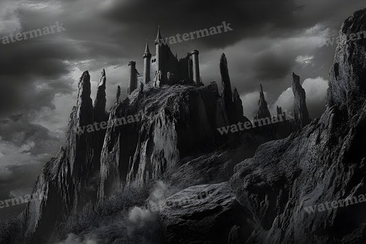 Witch’Castle On Jagged Mountain Dark Sky Backdrop Images
