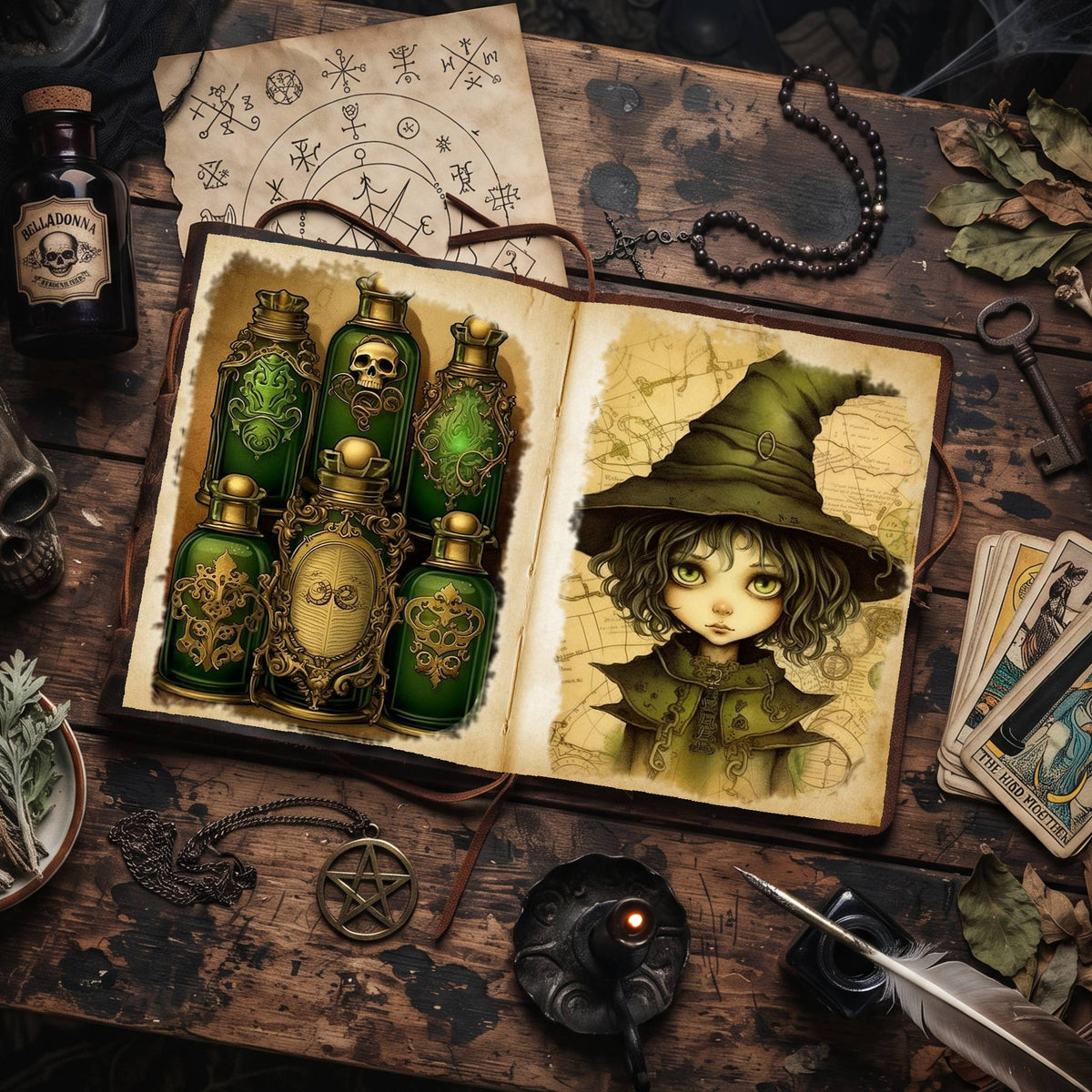 Witch printable junk journal paper, page preview 2