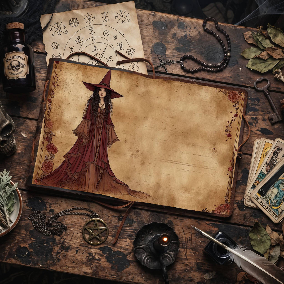 Witch printable junk journal paper, page preview 2