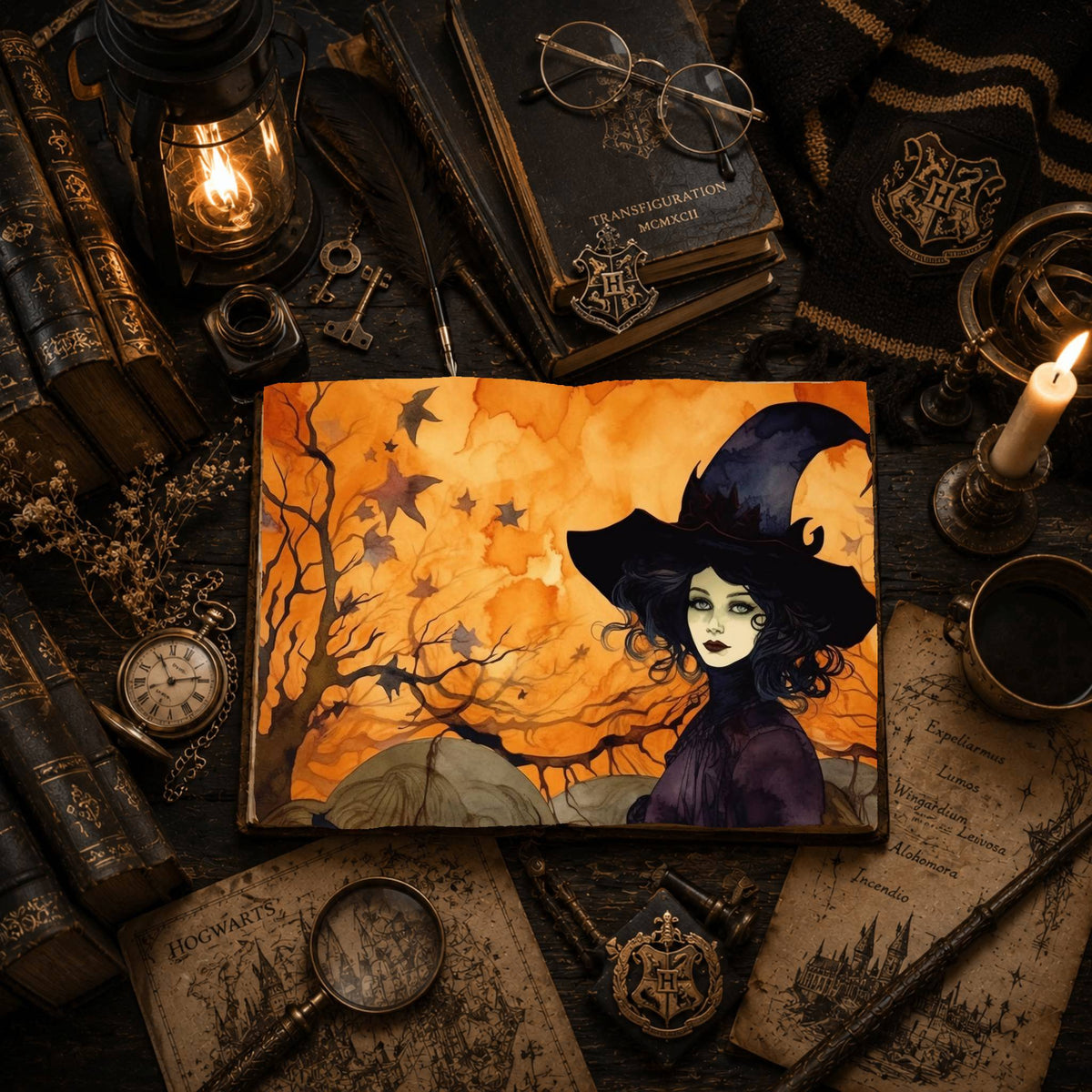 Witch printable junk journal paper, page preview 2