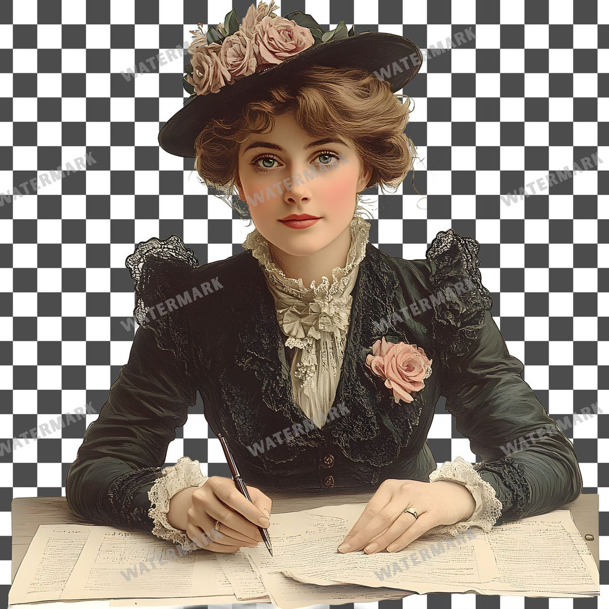 Woman Writer Vintage Style Clipart Pngs