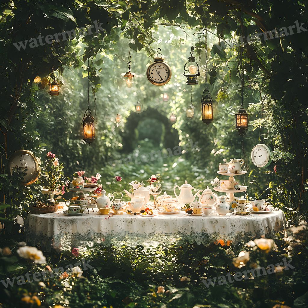 Wonderland Tea Party Backdrop Images