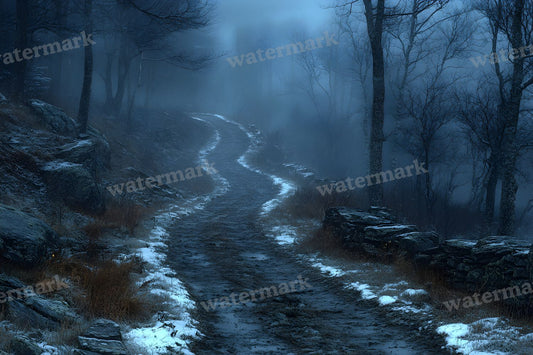 Wooded Trail At Dusk Backdrop Images