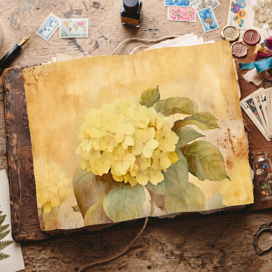 Yellow Hydrangea Digital Papers