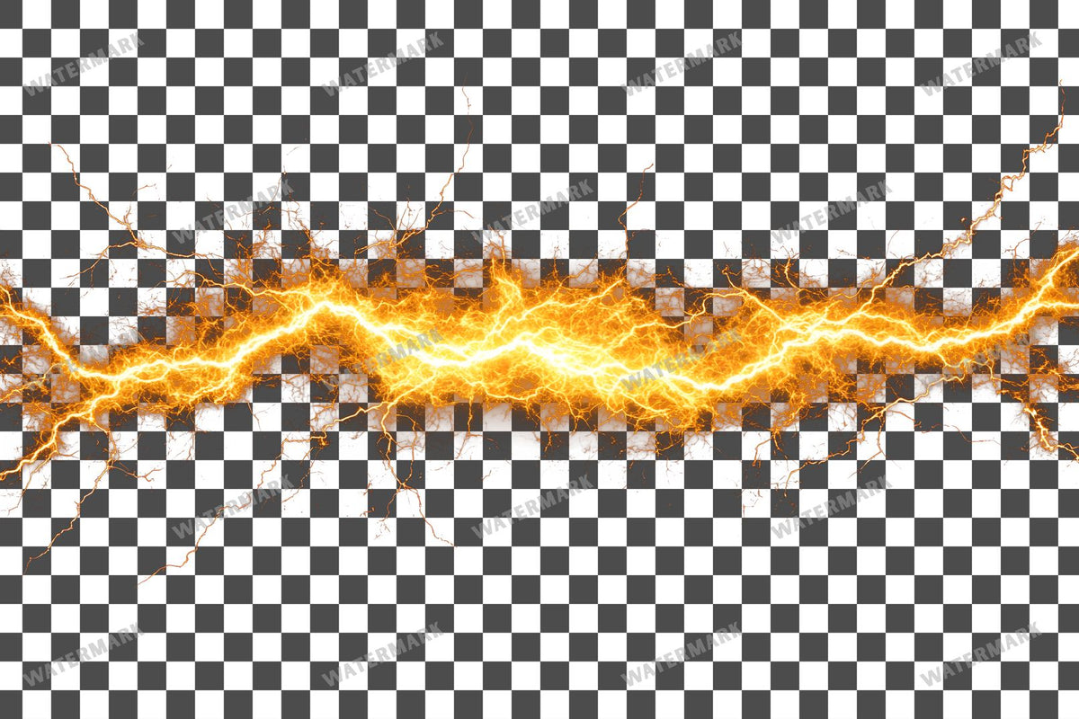 Yellow Lightning Strike Transparent Overlay Pngs