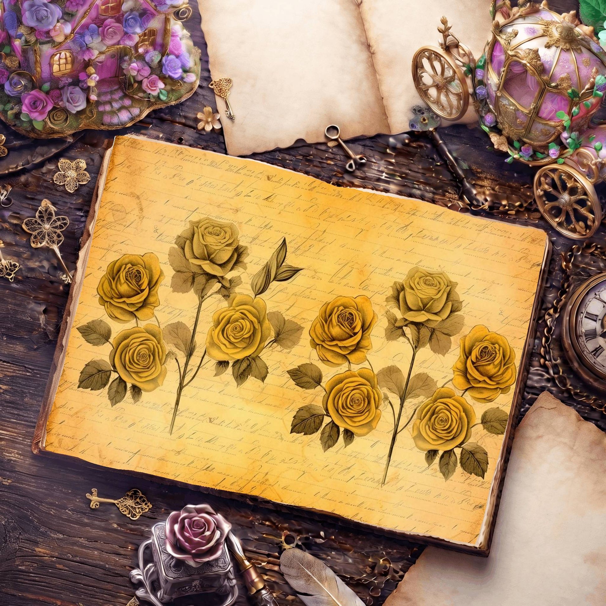 Yellow Roses Digital Papers