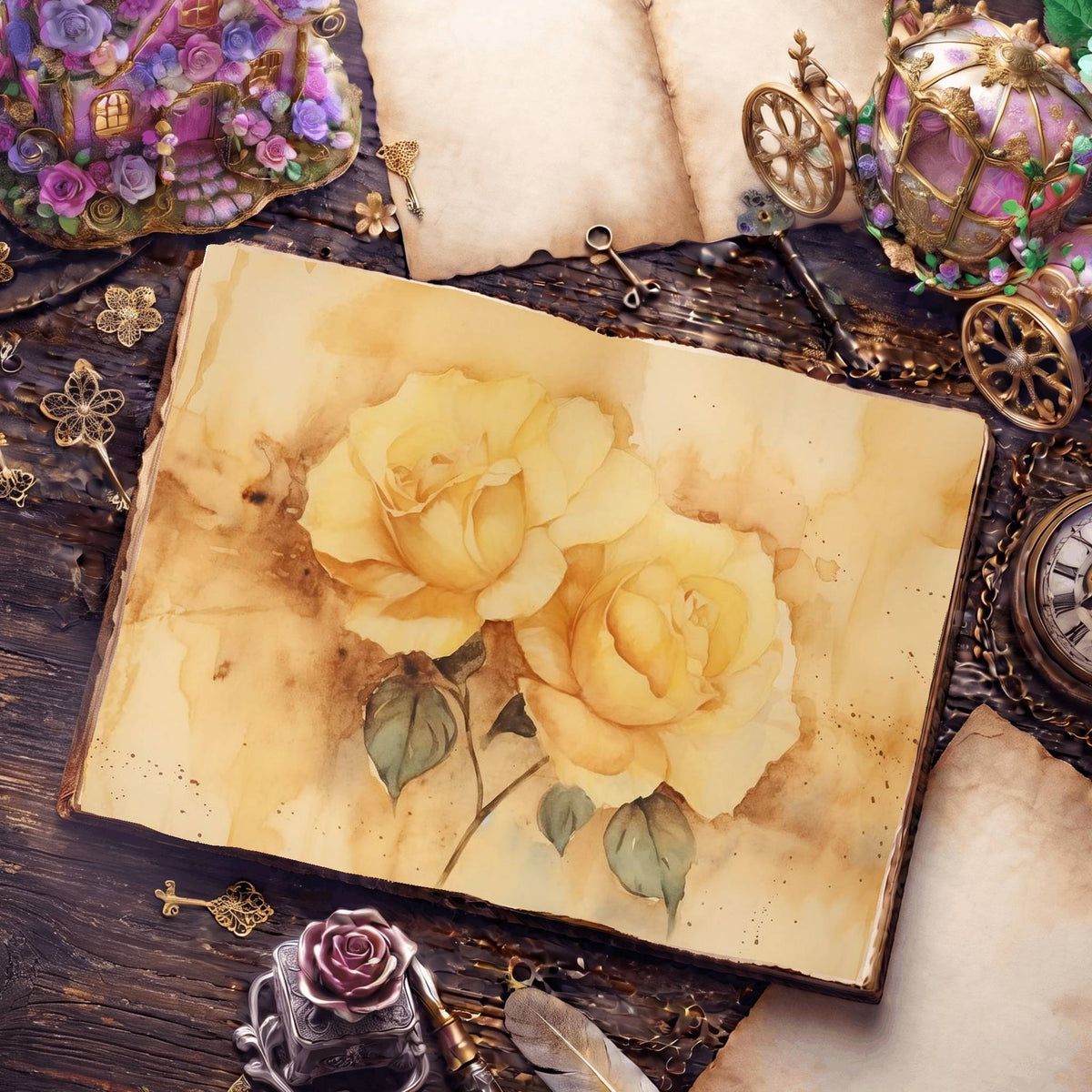 Yellow Roses Digital Papers