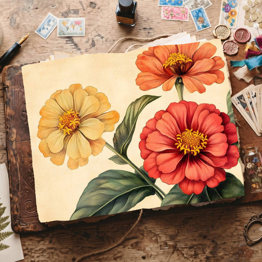 Zinnias Digital Papers