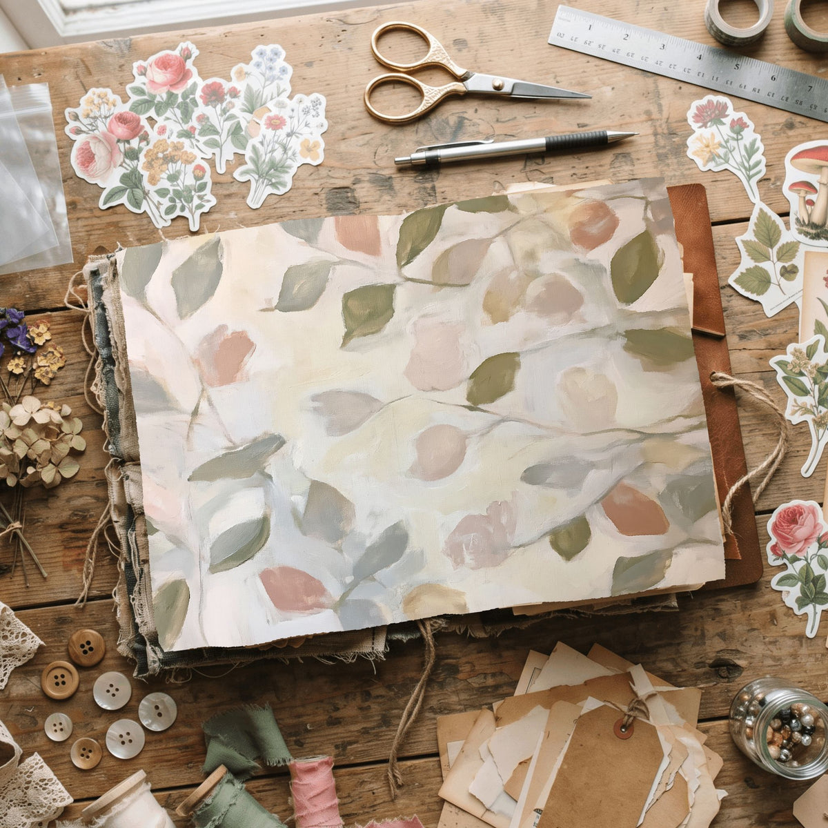 Abstract Botanical Leaves Painting