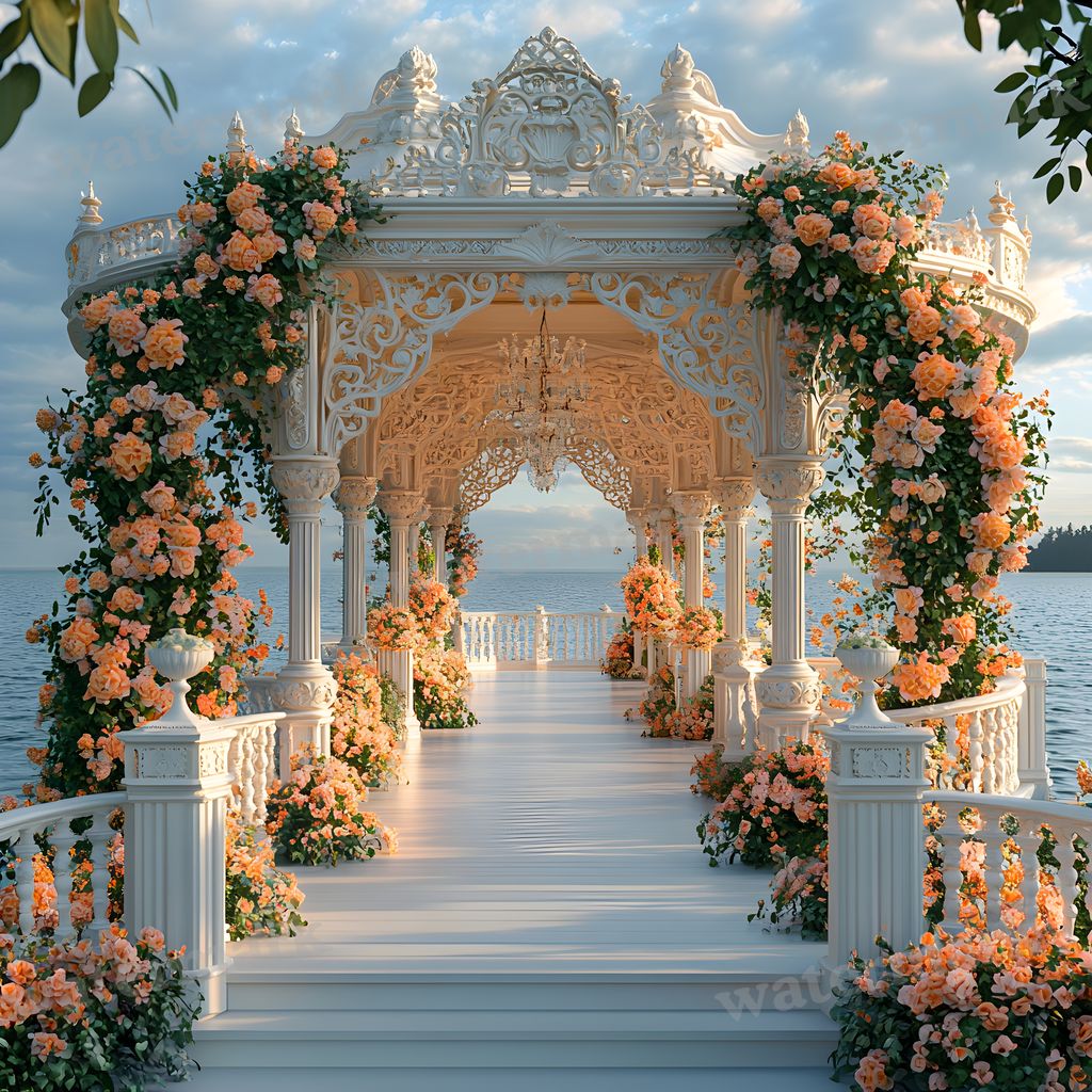 Baroque Garden digital photo backdrop for photo editing, preview 2