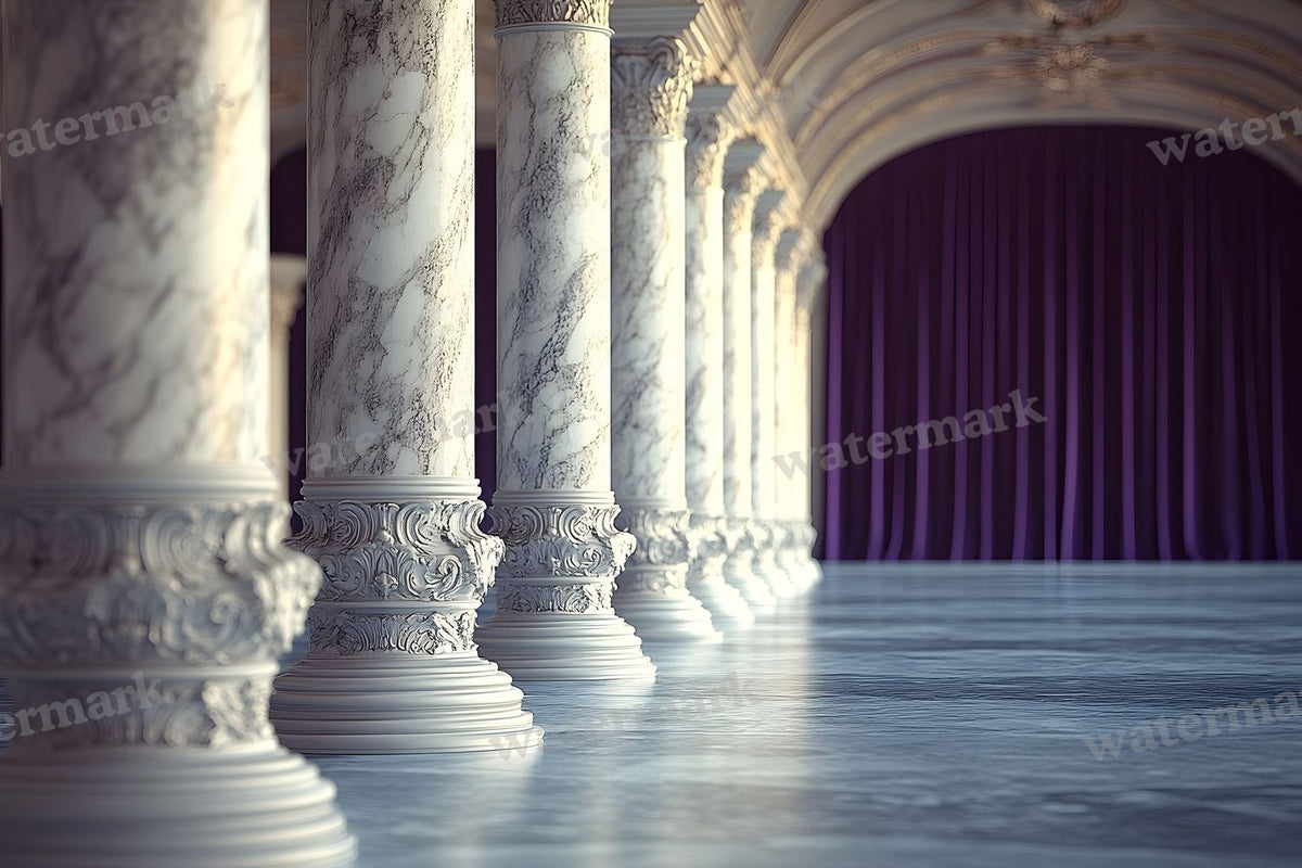 Baroque Marble Columns digital photo backdrop for photo editing, preview 2