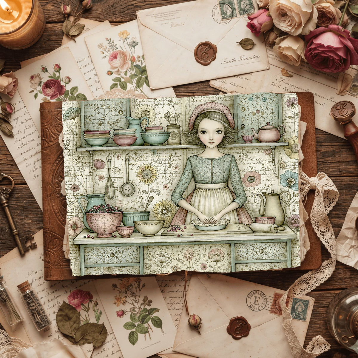 Cozy Berry Pie Kitchen Illustration