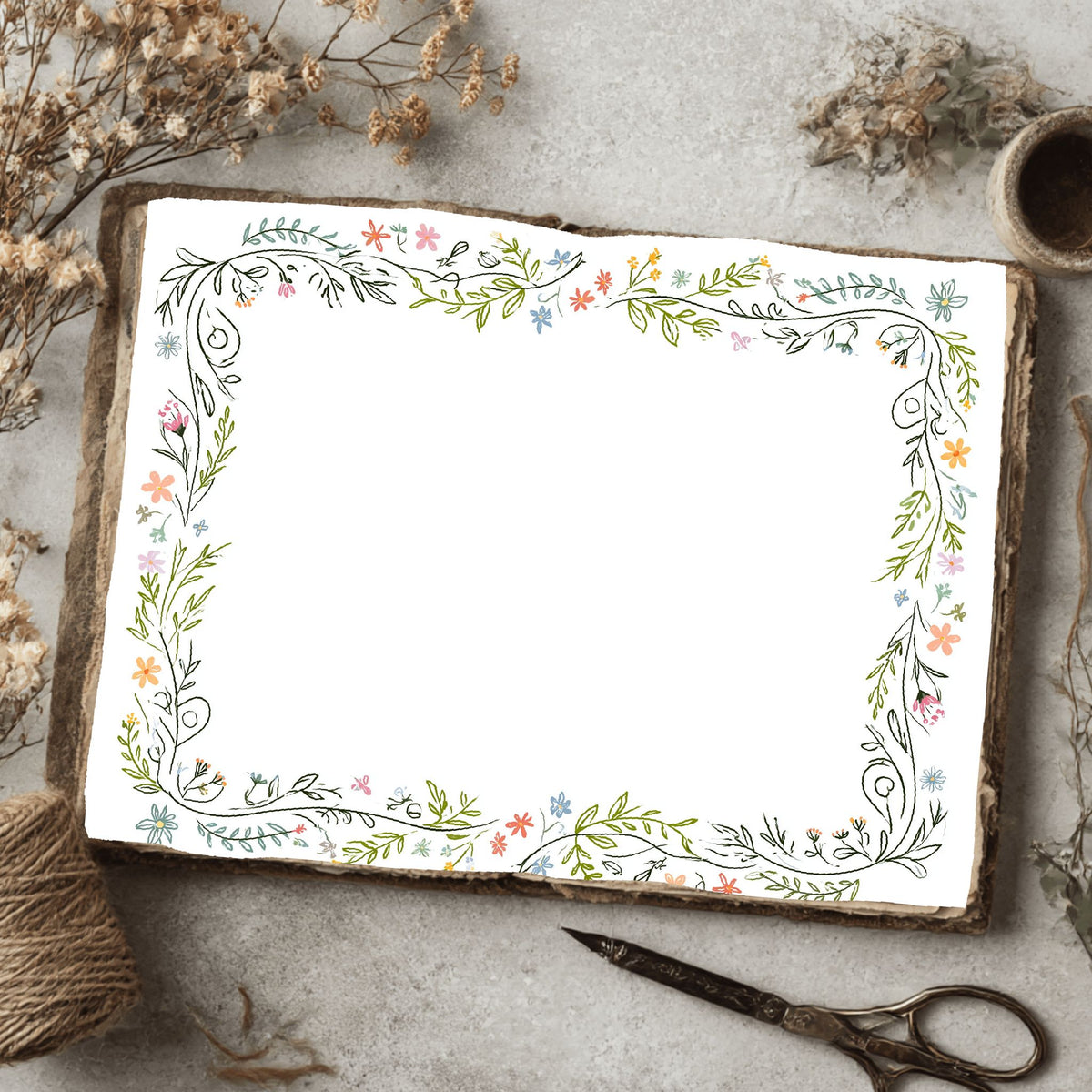 Folk Art Watercolor Floral Pattern