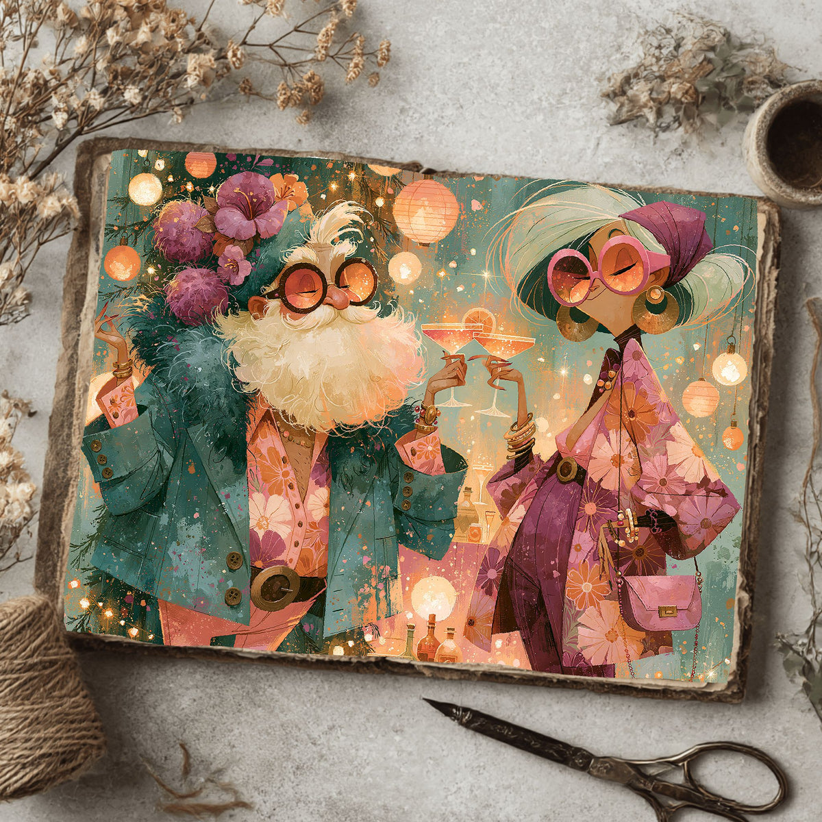 Groovy Vintage Santa Christmas Art