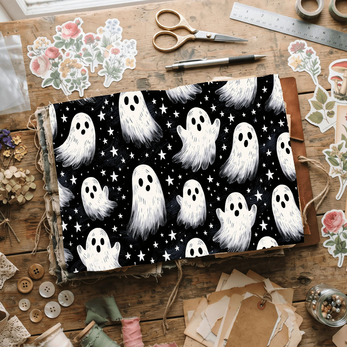 Halloween Ghost Seamless Pattern