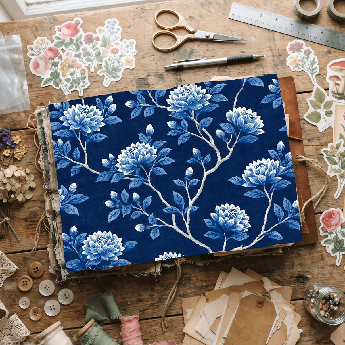 Indigo Floral Textile Pattern