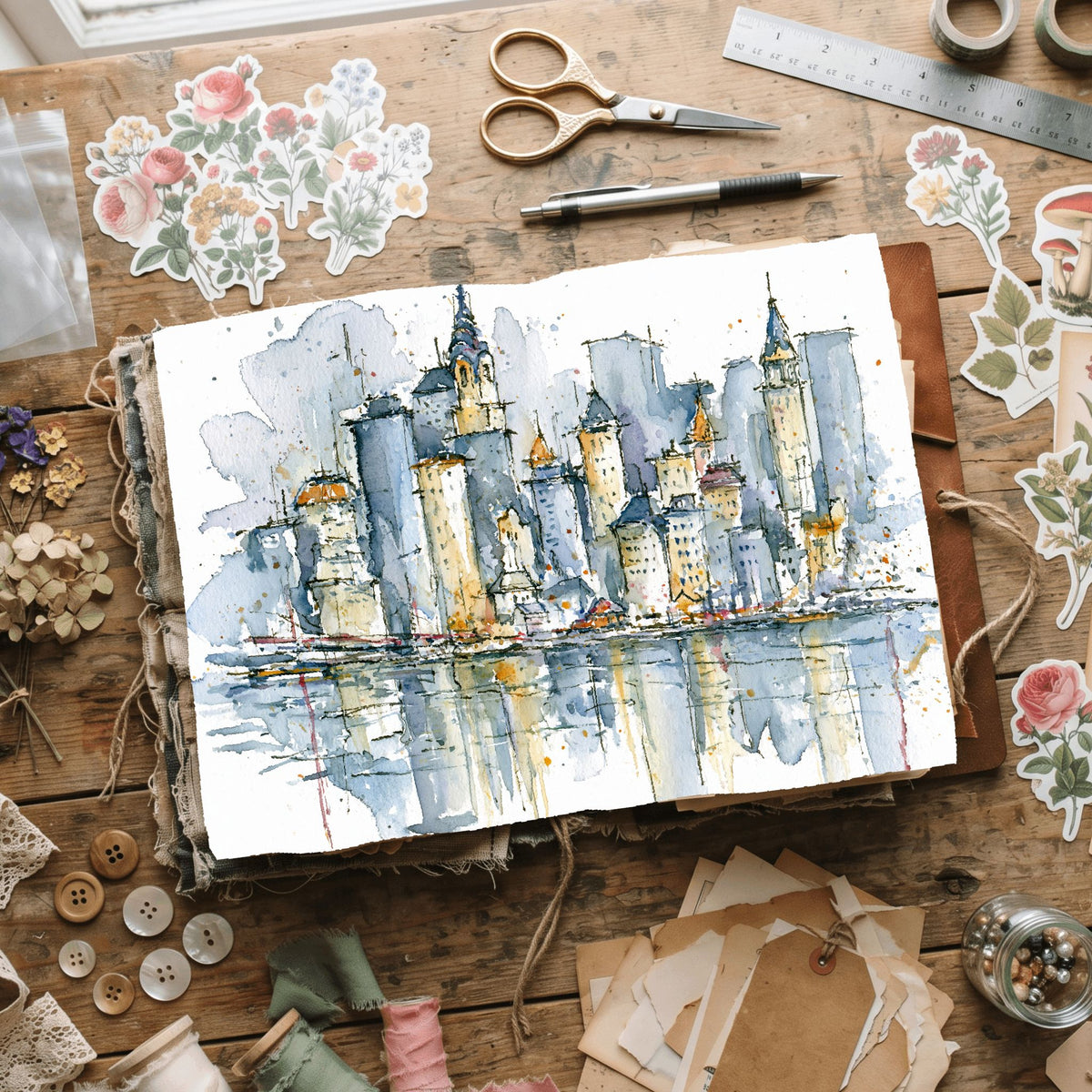 Minimalist Japanese New York Watercolor