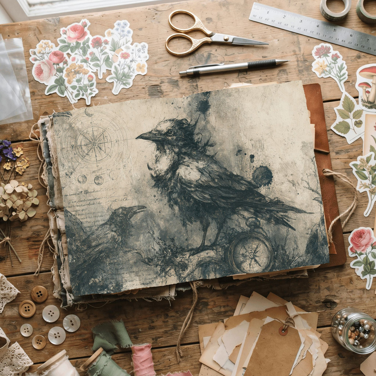 Mysterious Raven Journal Paper