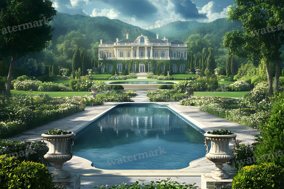 Opulent Estate View digital photo backdrop for photo editing, preview 2